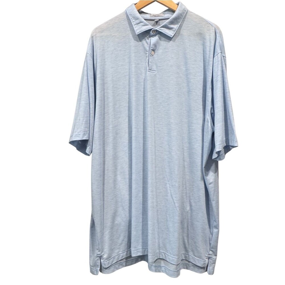 Peter Millar Mens XXL Light Blue Performance Polo Shirt Stretch Golf Coastal